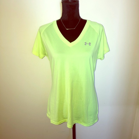 Under Armour V-Neck Neon Yellow T-Shirt! - Picture 2 of 4